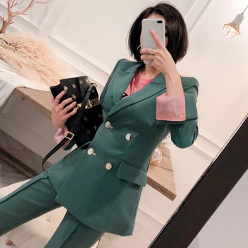 

The new han edition OL temperament double-breasted suit coat of cultivate one's morality fashion female trousers suits