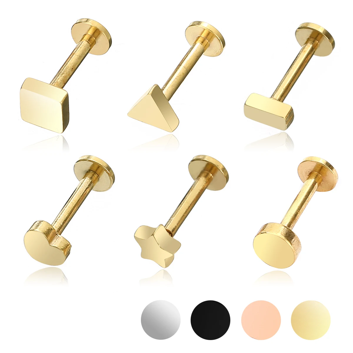 316L Surgical Steel Ear Piercing Round Heart Star Ear Cartilage Tragus Piercing Ear Barbell Lip Piercing Earring Body Jewelry
