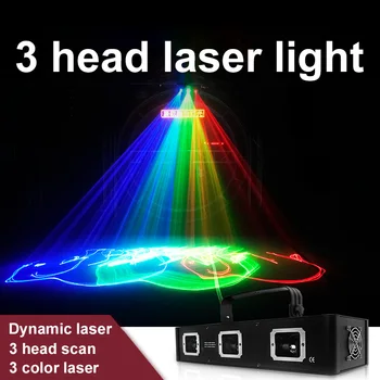 

Three Heads Laser Light RGB full color laser light disco dj bar projector for laser show party dance Stage lighting
