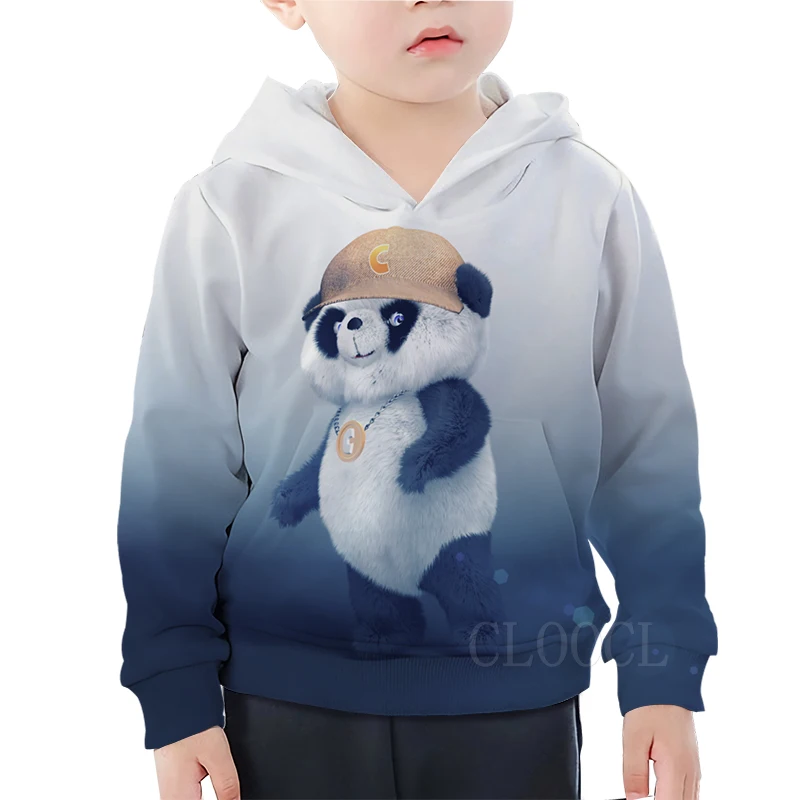 children Hoodie 4 Милые детские толстовки с капюшоном с рисунком панды из аниме детская забавная Толстовка с принтом панды для девочек и мальчиков повседневная крутая модная уличная одежда - Цвет: children Hoodie 4