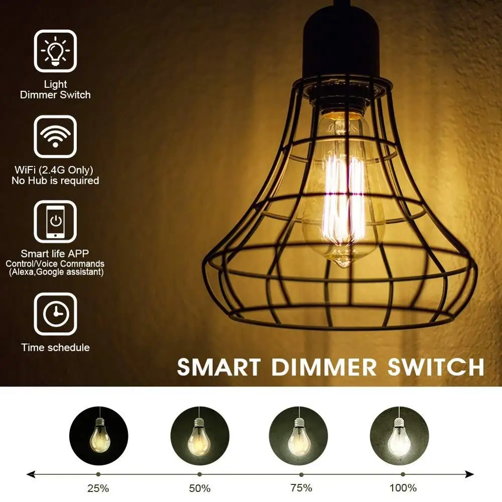 SUPLO US Switch Wireless Timing Wall Home Dimmer Light Tempered Electrical Plug Smart WIFI Touch Panel APP Voice Remote Control