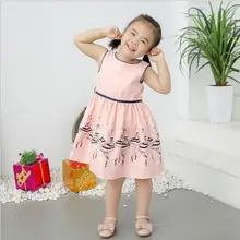 Розовые платья для девочек, хлопковое детское платье с принтом, модные платья принцессы высокого качества, милая детская одежда