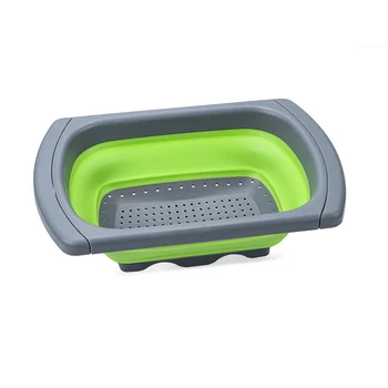 

Silicone Collapsible Over The Sink Retractable Colander With Handle Kitchen Folding Strainer Bowls Drain Water Filter Basket-35