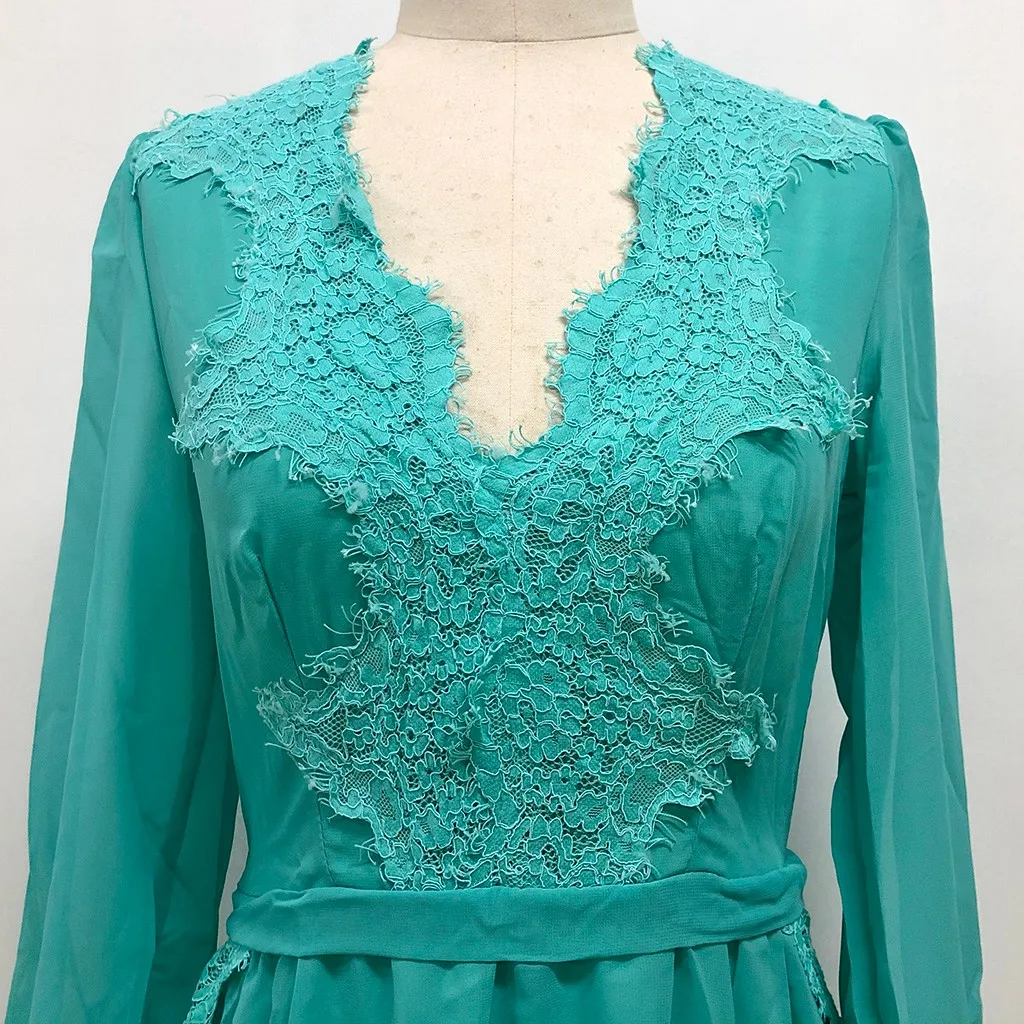 Ropa mujer vestidos, платье размера плюс, женское сексуальное однотонное платье с длинным рукавом, кружевное шифоновое длинное зимнее платье, sukienki robe femme
