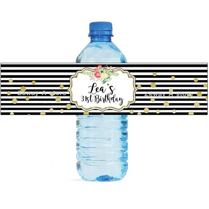 

20 Personalized Water Bottle Wine Champagne Labels Candy Bar Wrapper Sticker Wedding Baby Shower Birthday Party Decoration