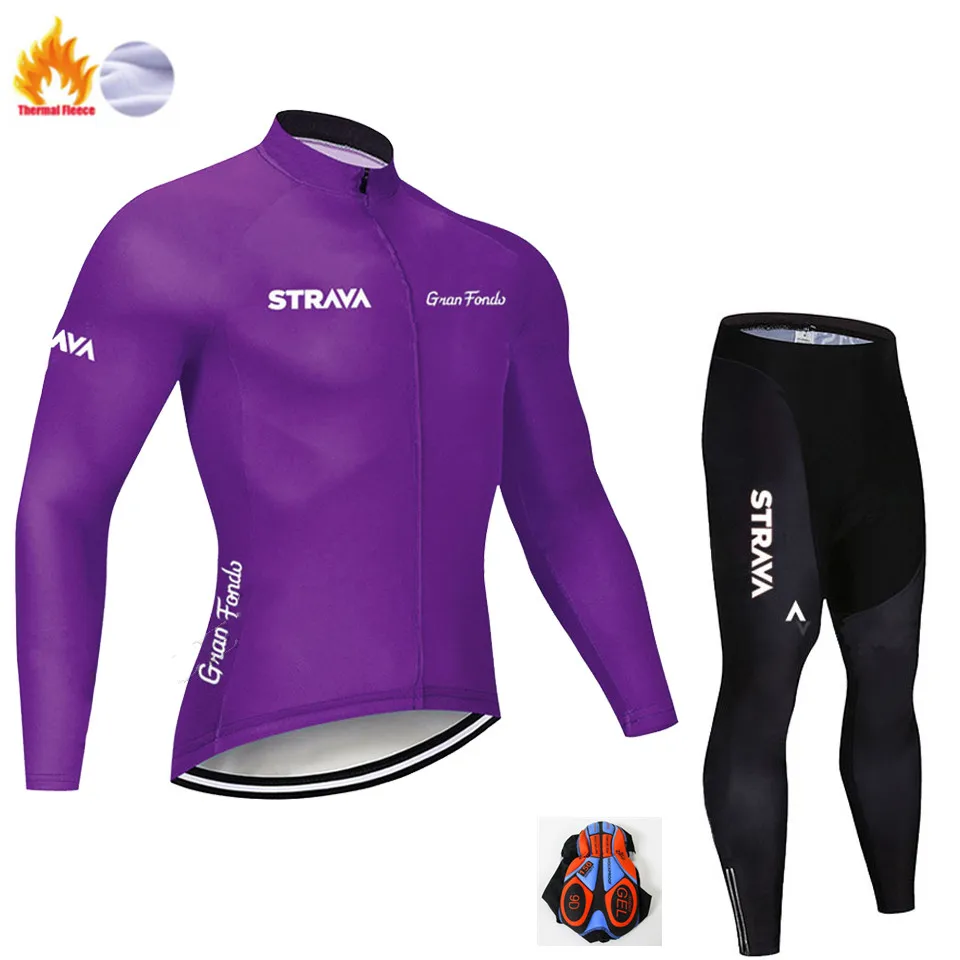 Strava, длинный рукав, Майо, Ropa Ciclismo Invierno, термо флис, велосипедная команда, Велоспорт, Джерси, набор, зима, MTB, одежда для велосипеда - Цвет: Winter Cycling suit