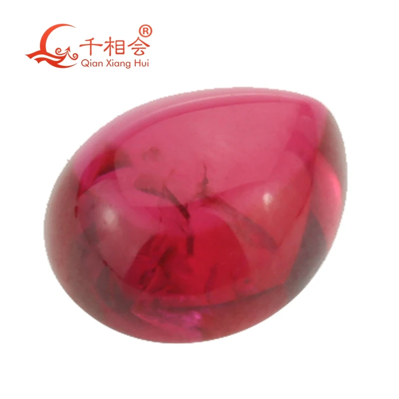 pear shape flat back cabochon red ruby  including minor cracks and inclusions corundum loose gem stone