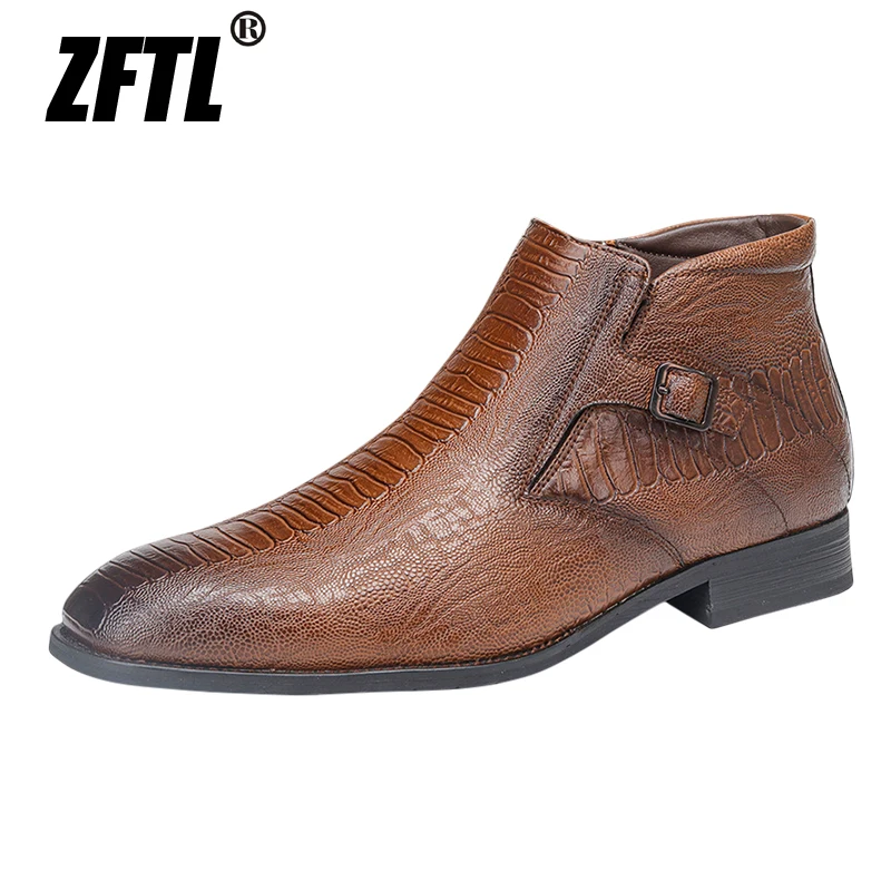 

ZFTL Men Chelsea boots man Ankle boots Autumn and winter plus size boots men Vintage British men's boots Plus velvet