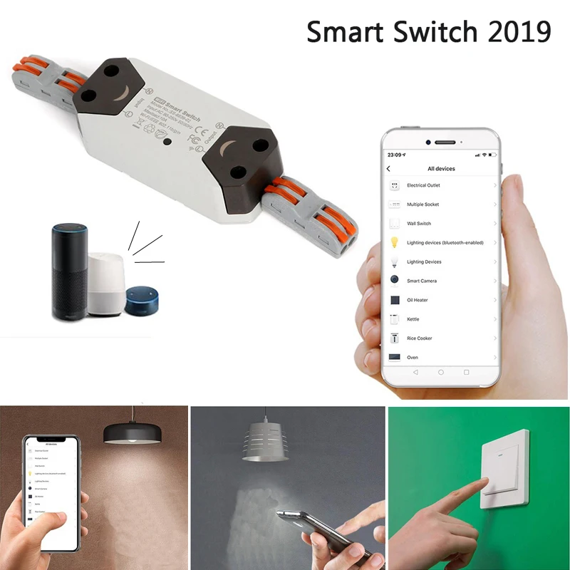 

New WiFi Smart Breaker 110V/220V Universal DIY Voice Wireless Remote Control Timer for Light Switch Works with Google Home