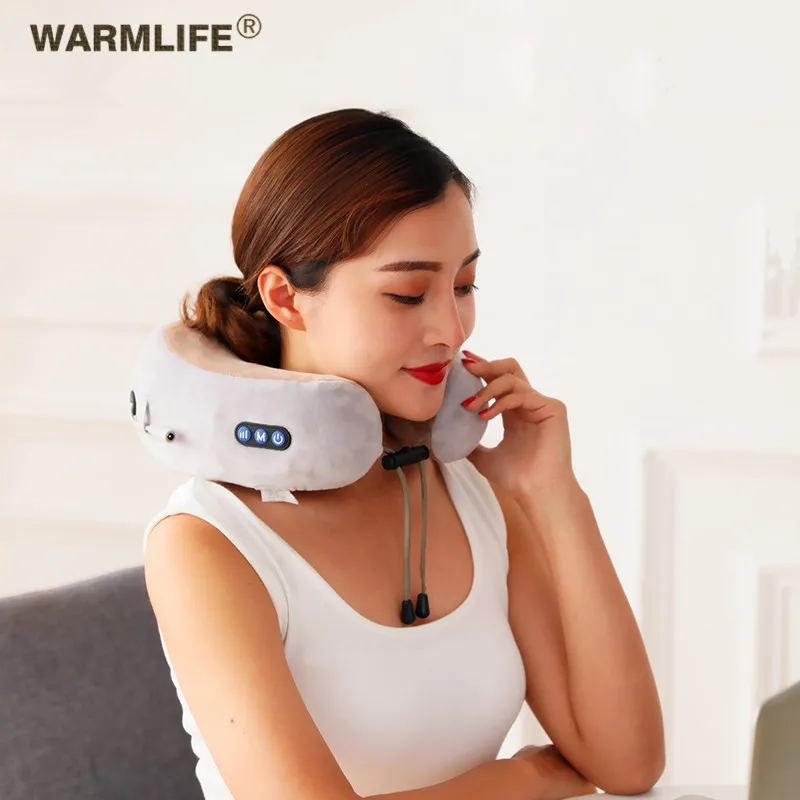 Массажер для шеи шиацу массажная подушка и барабан терапии горячей воды 3D