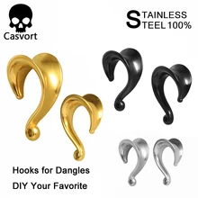 Casvort уникальная, из нержавеющей стали пирсинг ушей модные крючки для висячих диаметры для ушей туннель пирсинг тела ювелирные изделия 2 шт пара
