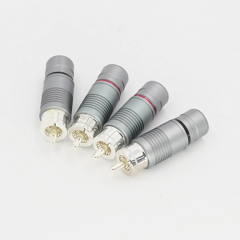 4pcs Hifi audio Silver Plated RCA connectors plug with silver plated for Audio interconnect cable