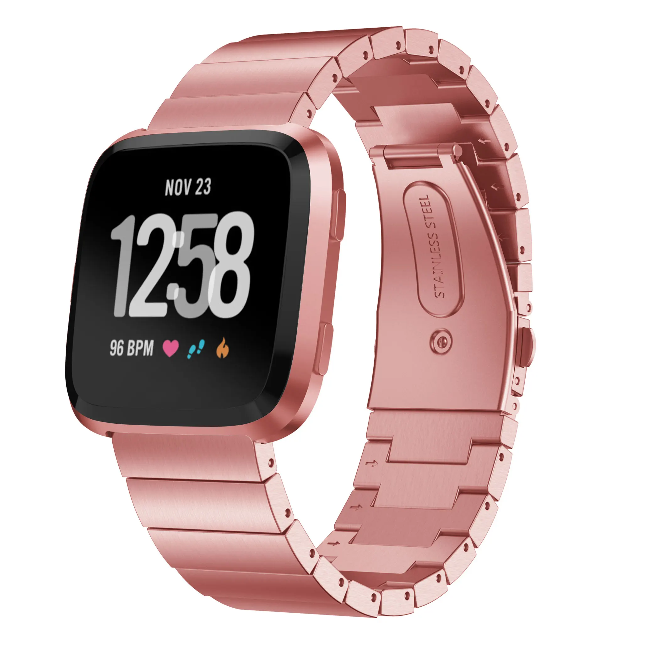 

Yayuu Stainless Steel Metal Smart Watch Band For Fitbit Blzae/Versa 1/2 Wristbands with Quick Release Repair Tool Strap Buckle