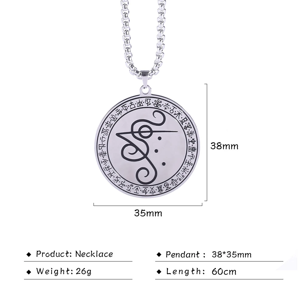 Dawapara Occultism Sigil Ethnic Pendant Necklace Stainless Steel Amulet Attracting Money and Health Good Luck Wolf of Antimony 2