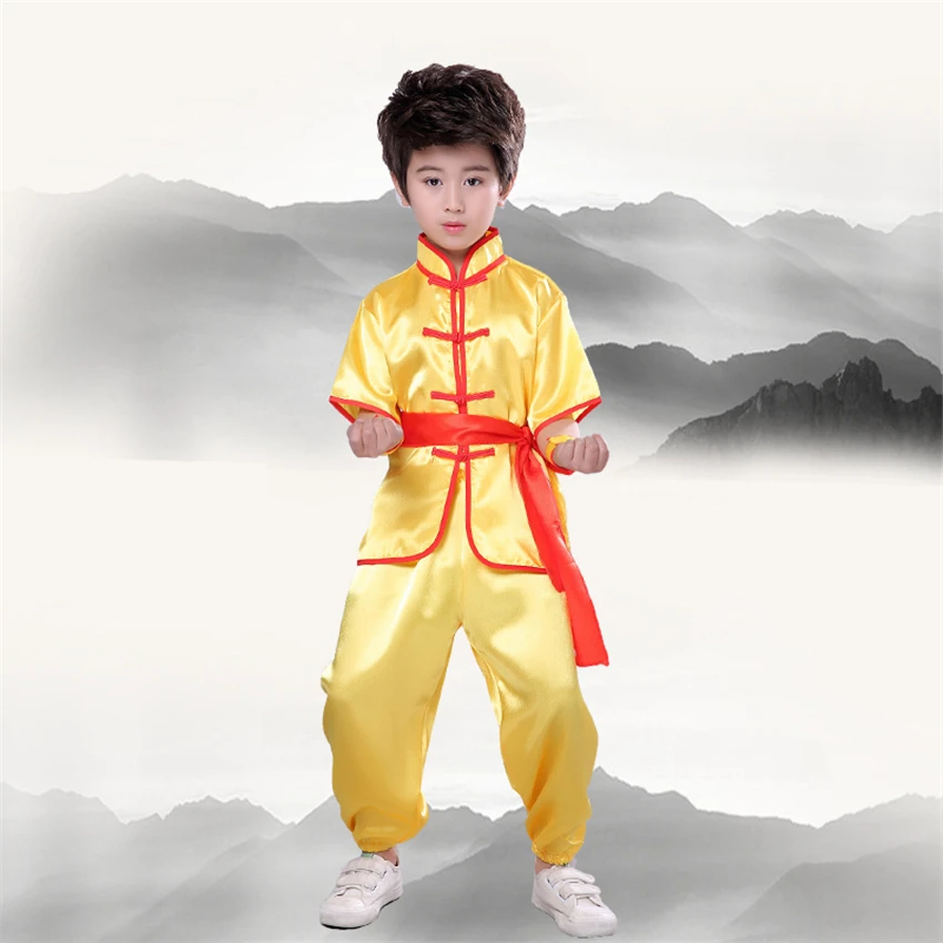 Kids Chinese Kung Fu Clothing Traditional Wushu Tai Chi Uniform for Boys Girls China Culture Tang Suit Performance Costumes