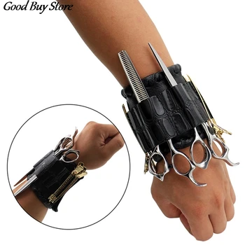 

Durable Scissor Bag Wristband Scissors Holder Tool Wrist Storage Hairdressing Barber Holster Pouch Professional Clips Bags Black