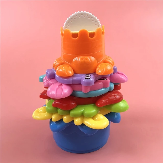 Multiple-color Baby Bath Waterproof Toys Cute Fishes with Eight Cups for New Toddler Shower Bathing Sensory Development 4