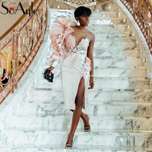 SoAyle одно плечо оборками бисером Короткие платья коктейльное платье для женщин вечерние платья для помолвки