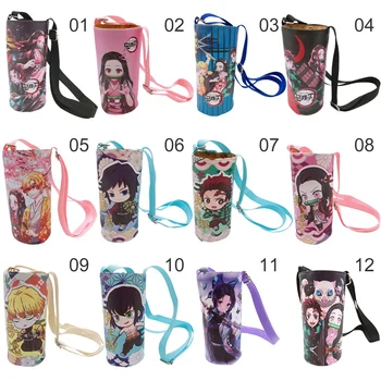 

Cartoon Anime Ghost Slayer Water Cup Set Messenger Water Bottle Bag PU Student Children Children Water Bottle Bag