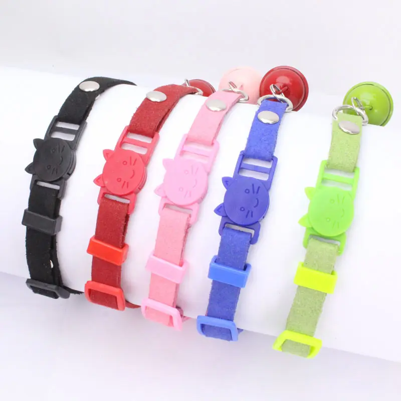 Nylon Bell Dog collar Small Pet Cat Collier Chain Puppy Neck Strap for Teddy Chihuahua Kitten Soft Korean Velvet safety New