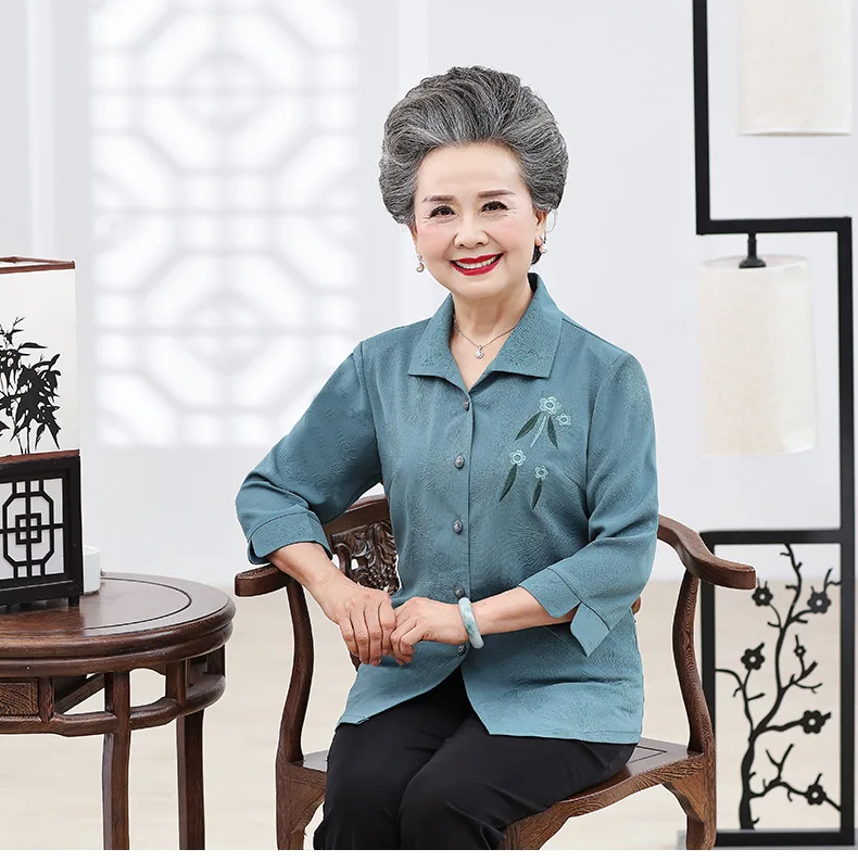 Spring Clothing New Products Grandma-Three-quarter-length Sleeve Elderly People WOMEN'S Suit Elegance 60-Year-Old Grandma-T