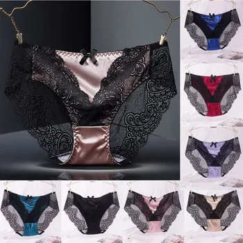 

Women's Underwear Transparent Panties Ladies Lace Panties Big Size Cotton Hollow Breathable Seamless Lingerie Bikini Underwear