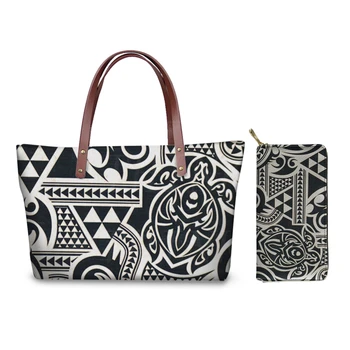 

THIKIN Shoulder Bags For Women 2020 Handbags Tonga Art Sea Turtle Girls Hand Bag Ladies 2pcs/set Beach Bag&Purse Females Totes