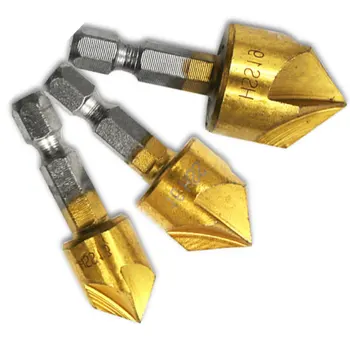 

6PCS/set Chamfer Countersink 90 Degree 6mm-19mm Countersink Drill Bit 5 Flute1/4" ShankWood Chamfering Cutter Chamfer