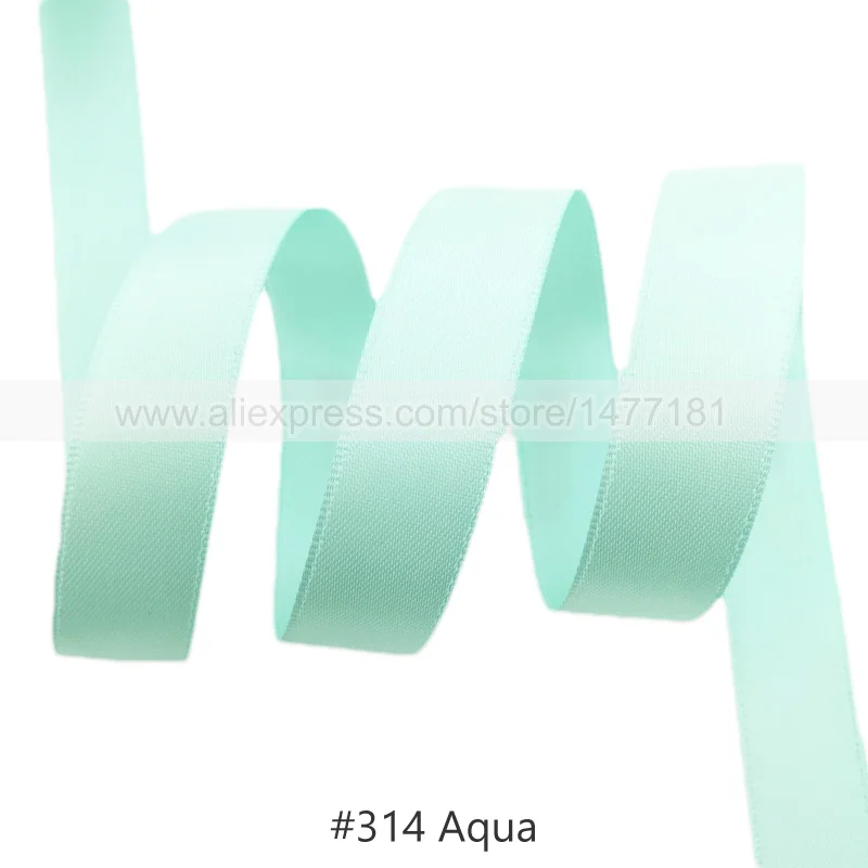 314 Aqua 25 Yards) 6 9 16 25 38 50 мм атласная лента Двусторонняя лента высокого качества полиэстер Двусторонняя лента банты изготовление тканей - Цвет: 314 Aqua