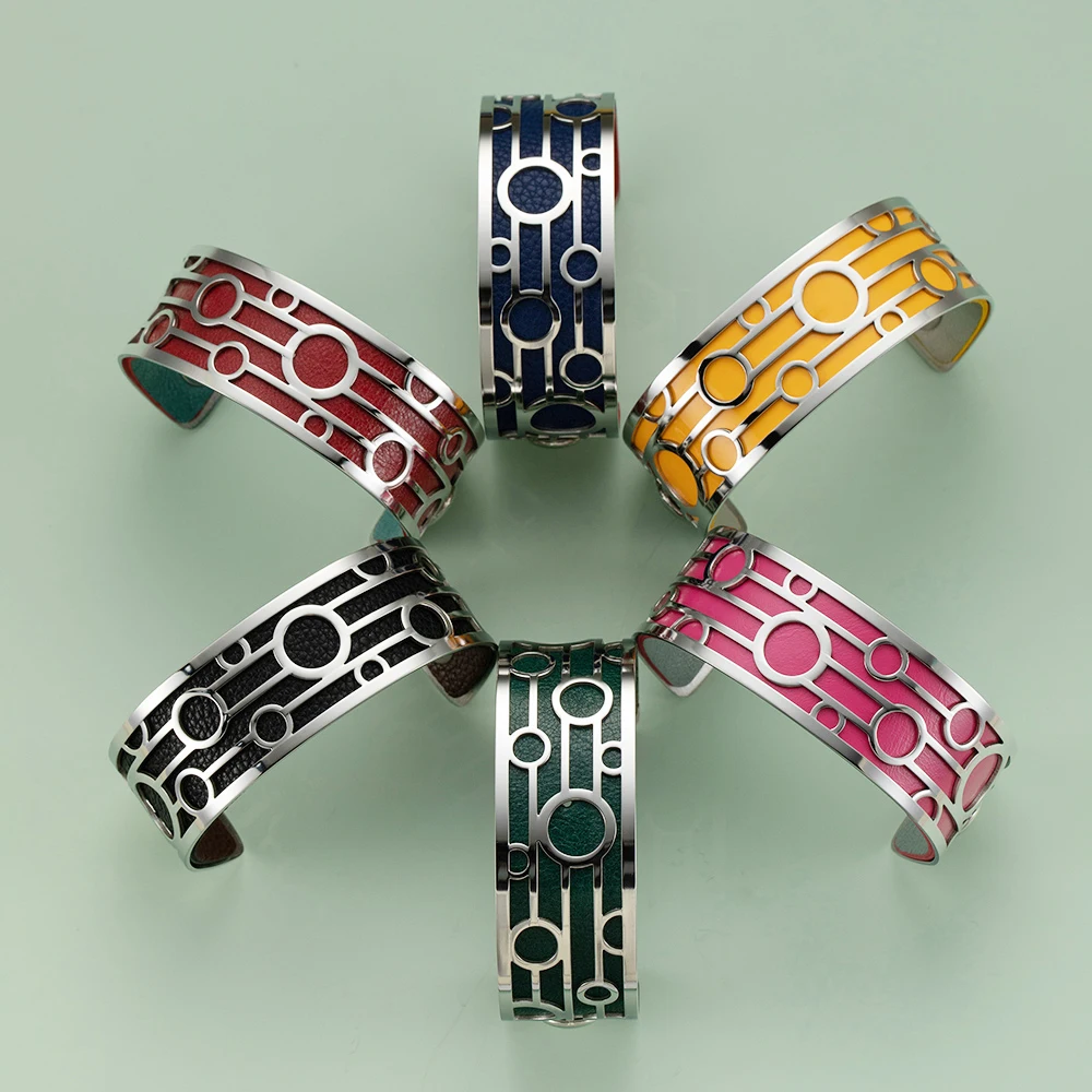 Legenstar модные браслеты Argent Femme Manchette браслет из нержавеющей стали двусторонний сменный кожаный браслет