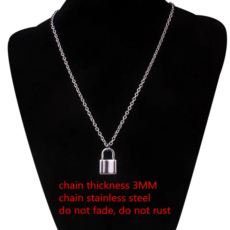 lock stainless 3mm Цепочка Из Нержавеющей Стали 3 мм, Трендовое ожерелье с головой ангела, кролика, тигра, ожерелье с единорогами для женщин, унисекс, ювелирное изделие, новое ожерелье в стиле панк с пламенем - Окраска металла: lock stainless 3mm