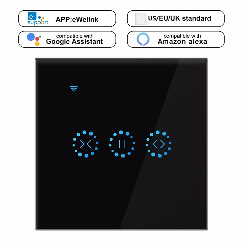 Черный Wi-Fi умный занавес переключатель дистанционного управления рольставни сенсорный переключатель двигателя дверной переключатель Alexa голосовое приложение управление Googel Assistant - Цвет: Черный