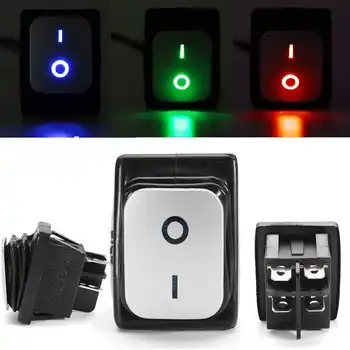 

New 4 Pin 12V LED Car Boat LED Fog Light Rocker Toggle Switch Latching Waterproof On-Off Rocker Lock Switch Red/Green/Blue