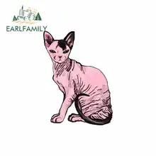 EARLFAMILY 13cm x 13cm Sphynx Cat Cartoon Oem Funny Car Stickers Waterproof Anime Bumper Trunk Truck Graphics JDM Vinyl Car Wrap