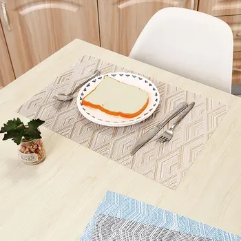 

New European PVC Western food insulation pad rectangular simple table mat coaster bowl mat Pure color placemat