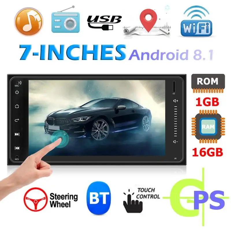 7 дюймов Android 8,1 автомобильный стерео gps Bluetooth AM FM RDS MP5 плеер для Toyota