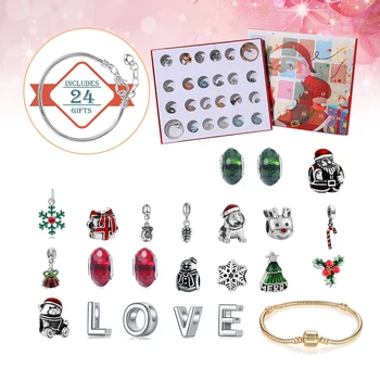 

Merry Christmas Advent Charm Calendar with 24pcs Charms for DIY Bracelet Necklace Jewelry Making Kids Women Girl Gift Present 3