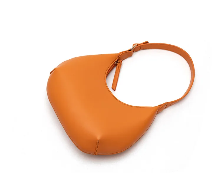 FIRMRANCH Woman's Stylish Solid Color Half Moon Design Sweet Macaron High Quality Daily Date Casual Shoulder Orange Armpit Bag
