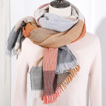 

New winter thick warm long scarf color lattice scarf shawl 70*190cm