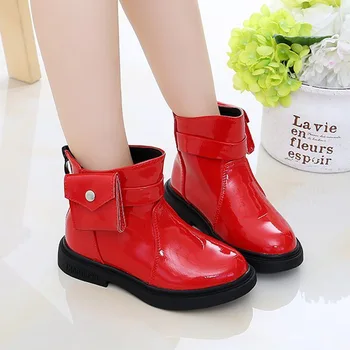 

Children's Fashion Leather Boots Winter New Girls Small Backpack Short Boots Korean Princess Shoes Girls Soft Warm Shoes D952