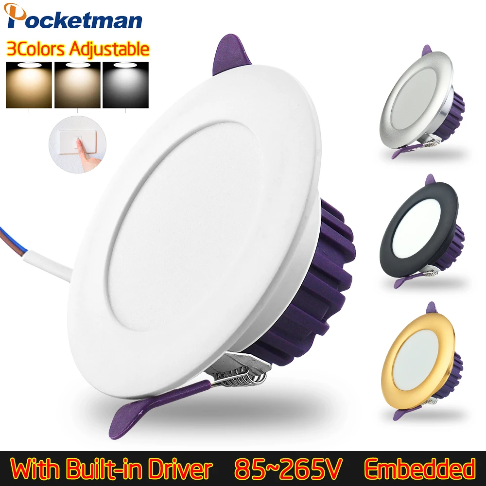 

LED Downlight Ceiling Discolourable 5W Light Fixtures led Ceiling lamp Recessed Lamp AC220V Led Bedroom Indoor Spot Lighting