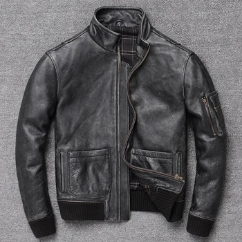 

Leisure State Leading Layer Cowhide Do Old Man Lear GarMant Contracted Sale Lear Bomber Jackets Coat