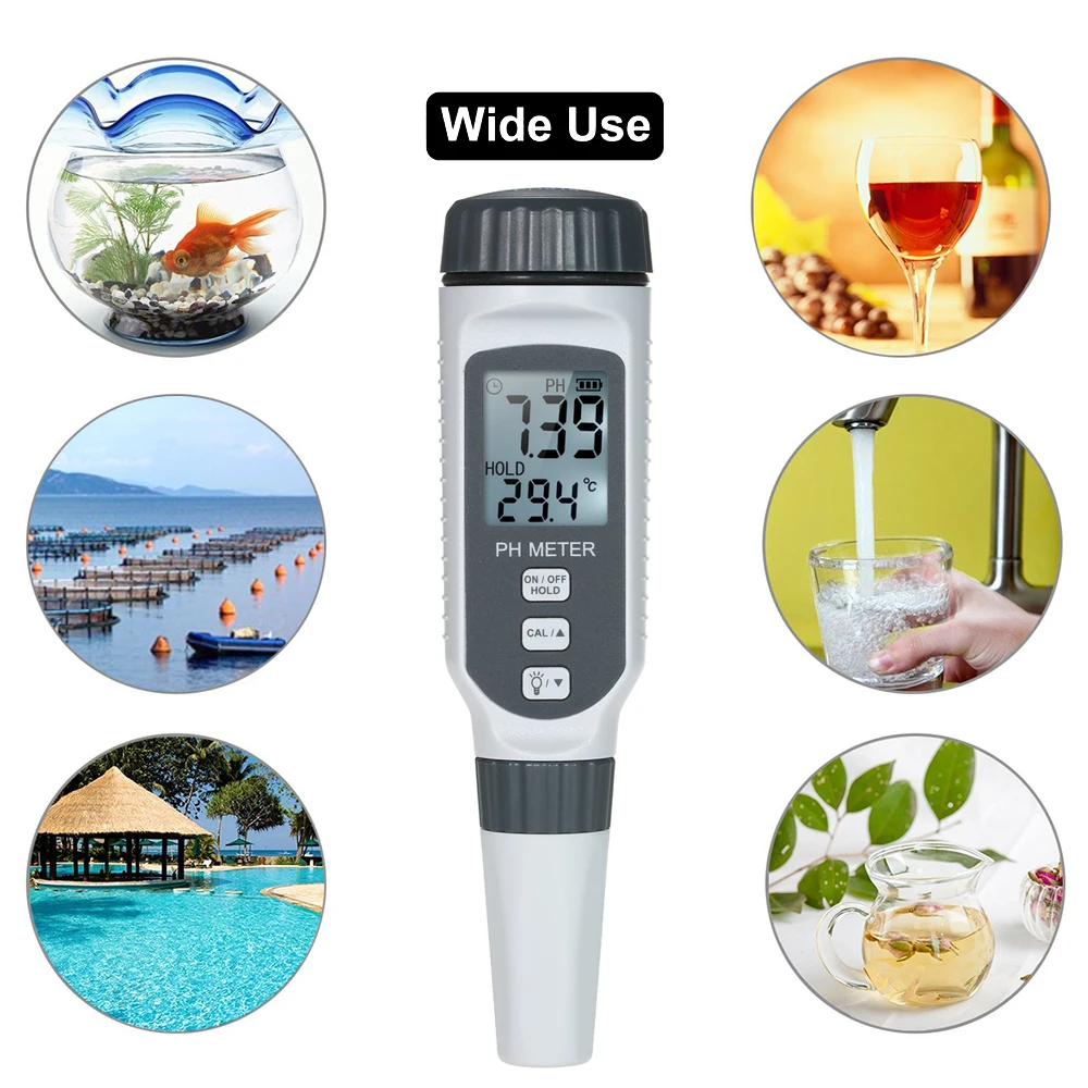 Professional LCD Pen-Type pH Meter Water Quality Monitor Auto Calibration U2M8 