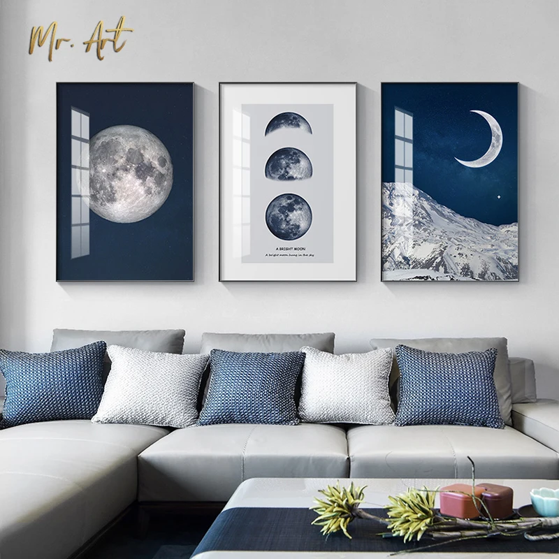 

Modern Poster Print The Moon Gradual Change Process Canvas Painting Home Deocor Nordic Wall Art Picture Living Room Dining Room