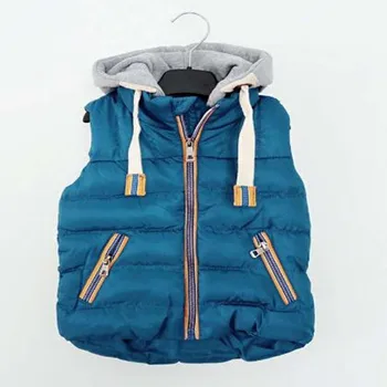 

Toddler vest new spring autumn baby boys leisure more warm vest detachable hat jacket children clothes