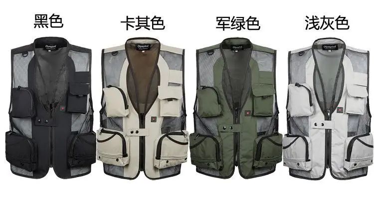 Men Thin Waistcoat Middle-aged Plus-sized Multi-pockets Vest AliExpress-1