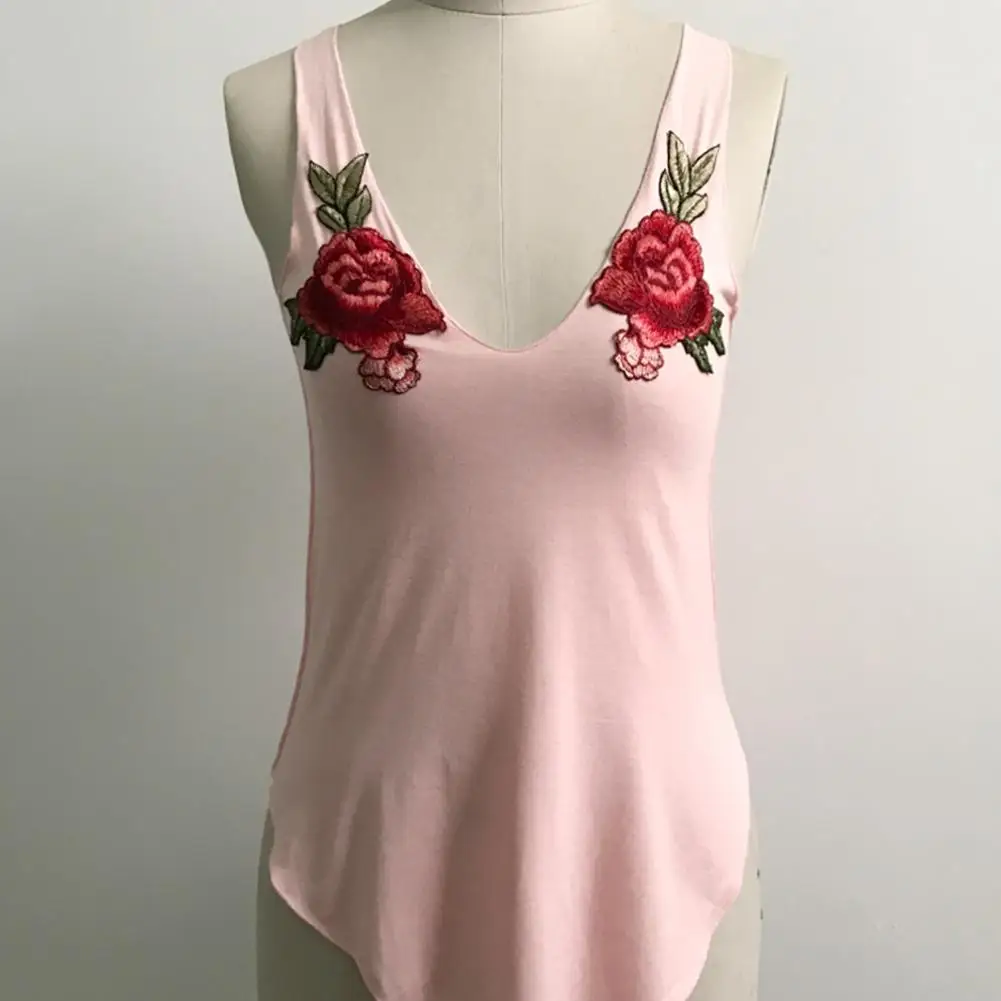 Цветочная Роза вышитая майка жилет без рукавов Camisole летние топы женская летняя одежда
