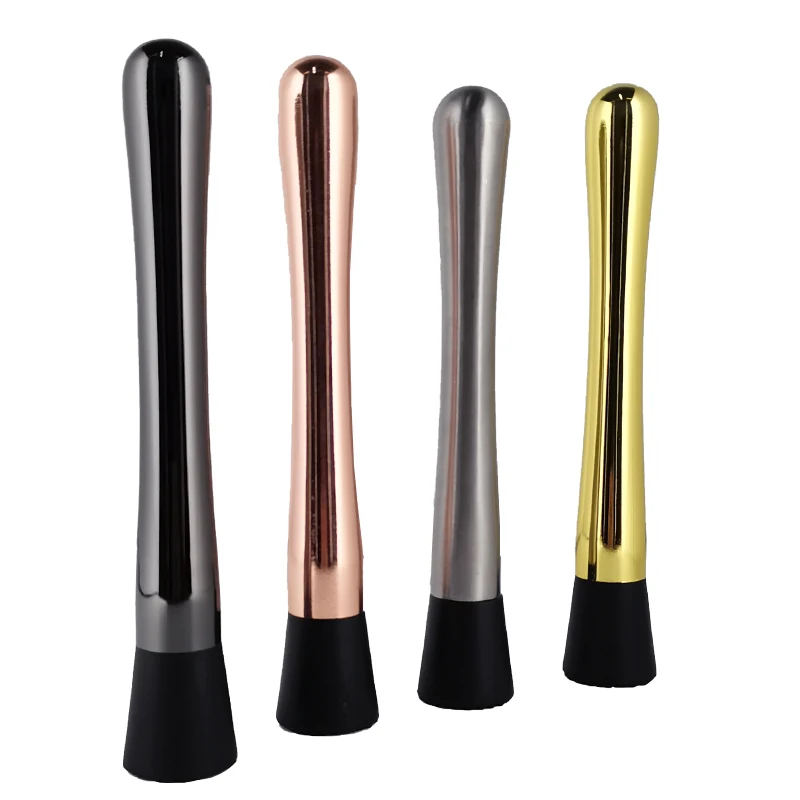 Stainless Steel Gold Black Sliver Muddler Sticks Spoon Srtainer Ice Cocktail Stick Fruit Bar Tools Wine Tools