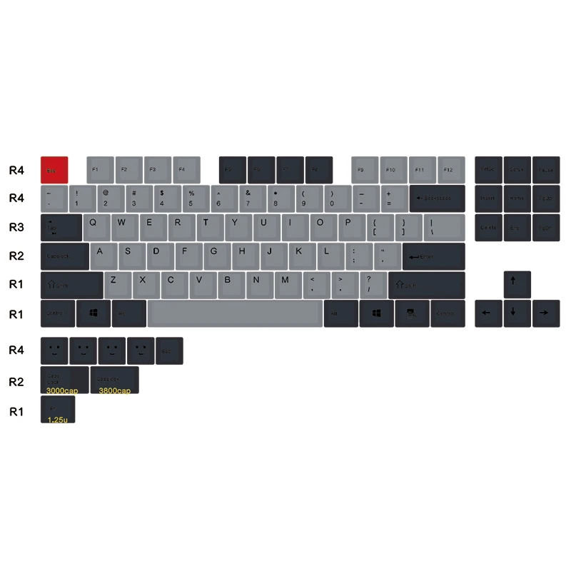 JKDK черный серый смешанный Dolch толстый pbt 108 87 Keycap Вишневый профиль сублимированный для переключатели cherry MX колпачок клавиши клавиатуры - Цвет: dolch 87 key