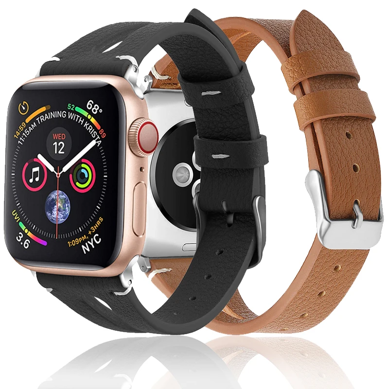 Для 38/40 мм 42/44 мм iWatch 1 2 3 4 ремешок для часов кожаный сменный ремешок с пряжкой цветок часы с принтом ремешок для Apple Watch